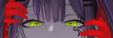 Demon VTuber's green eyes