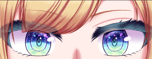 VTuber eyes with colors ranging from dark blur to light blue and hints of purple