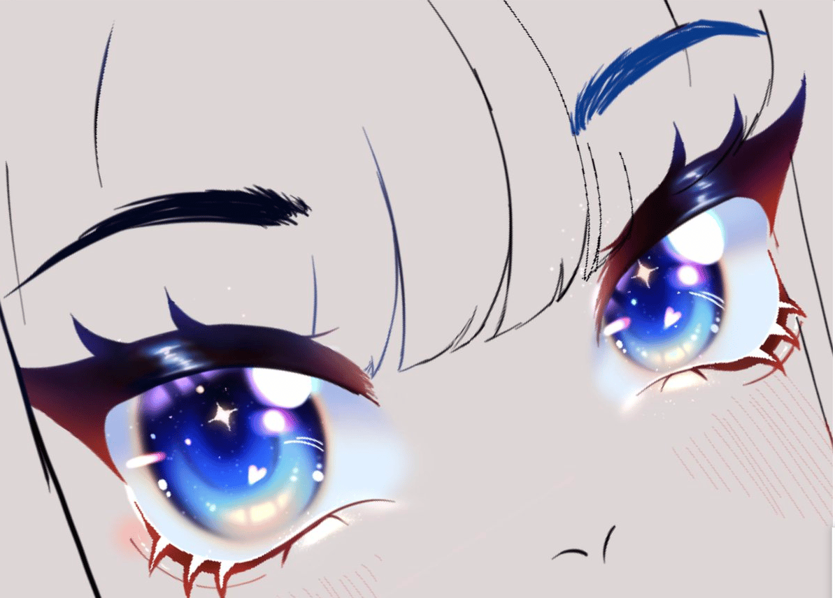 Starry blue VTuber eyes