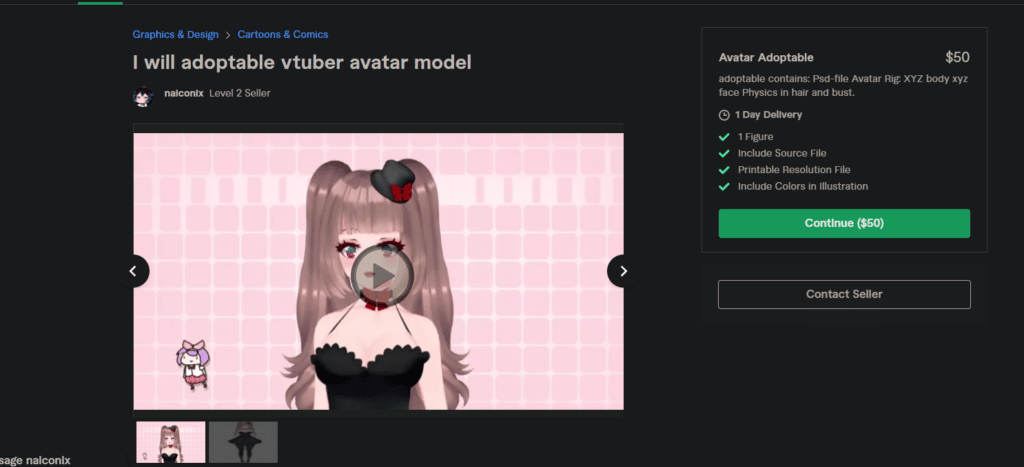 VTuber Adoptable Model on Fiverr