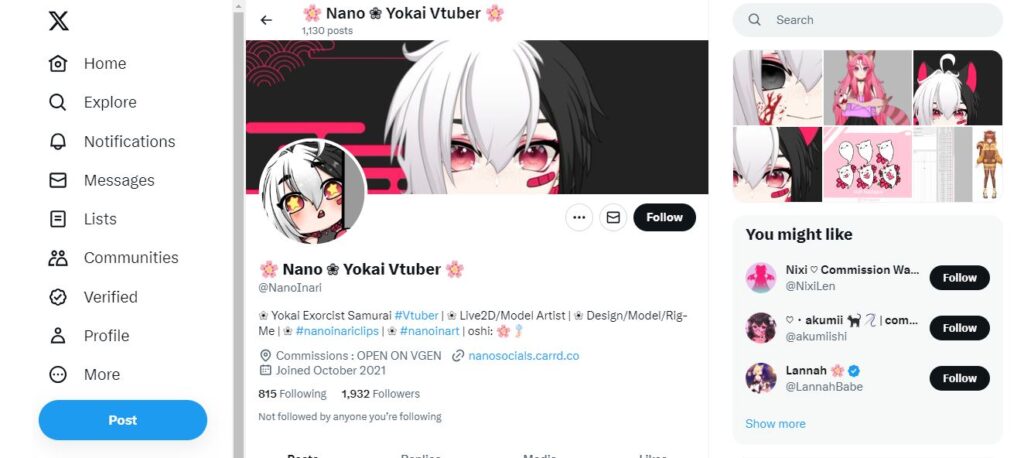 Nanoyasu does VTuber model commission on Twitter