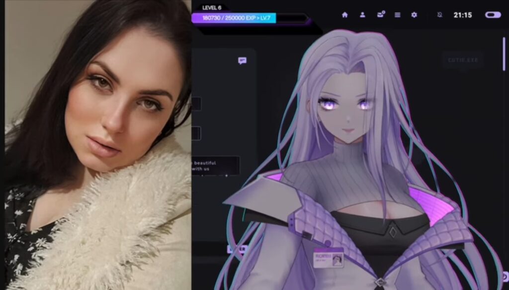 AiCandii's face-revealing photo compared to her VTuber model.