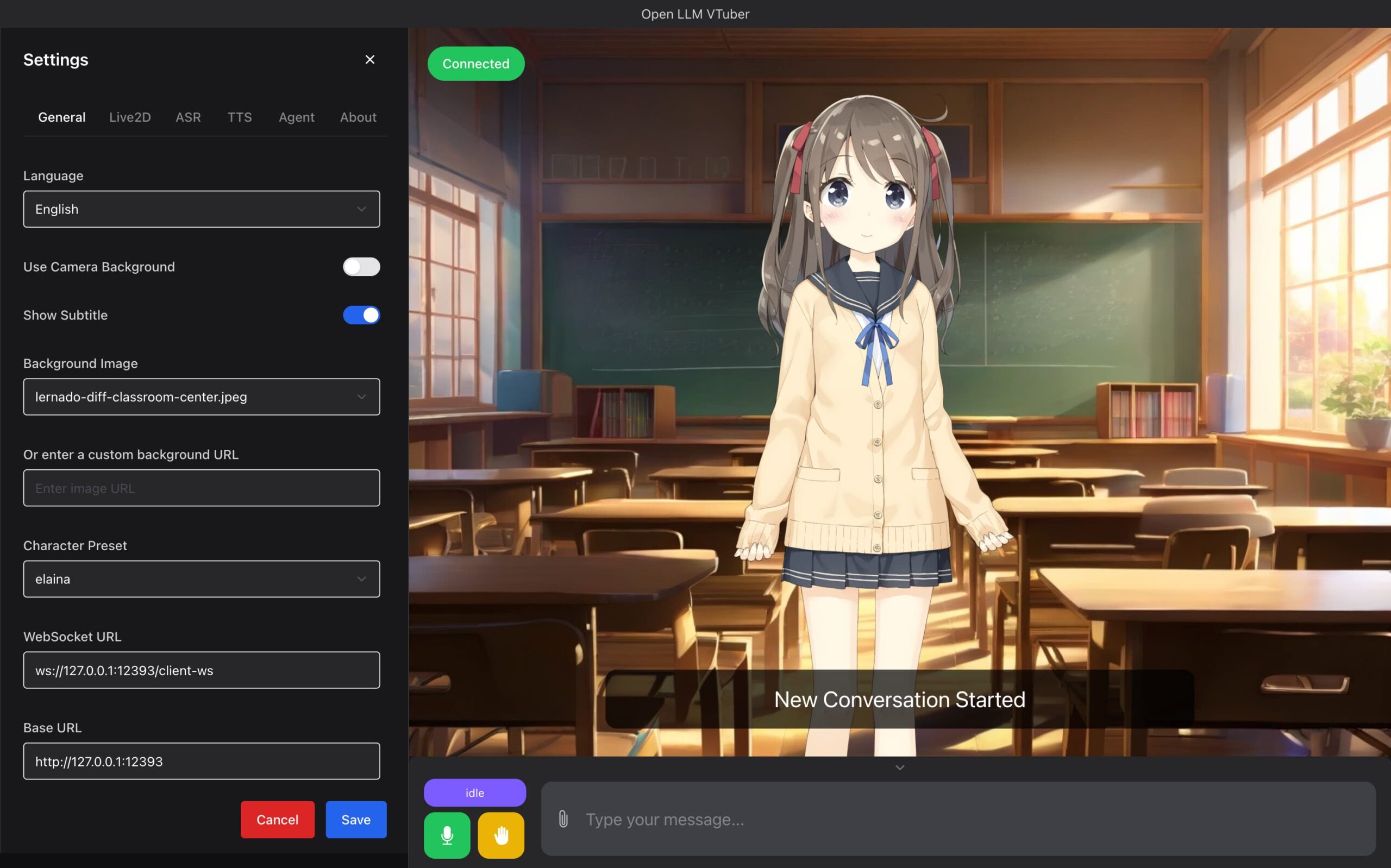 Open-LLM-VTuber Live2D avatar voice chat demo