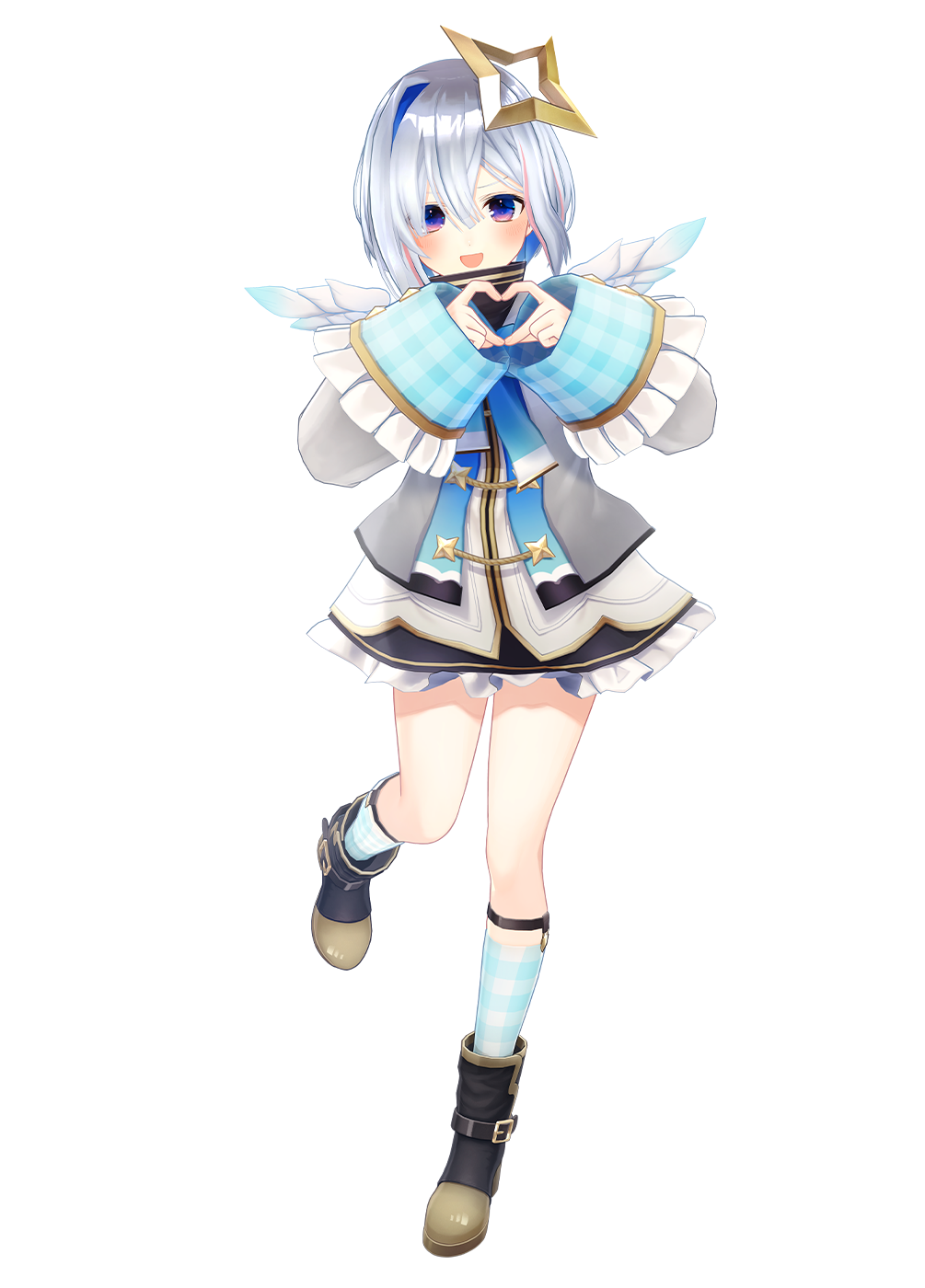 Amane Kanata Hololive angel VTuber model with gradient pink and blue-green hair, halo, and wings