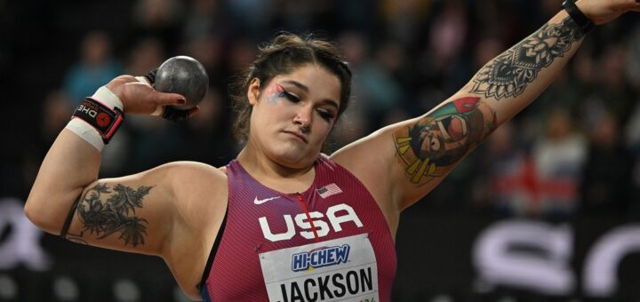 Real anime tattoo of a One Piece character on a shot putter's arm