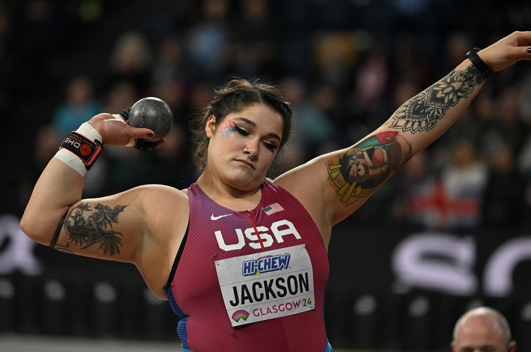 Real anime tattoo of a One Piece character on a shot putter's arm