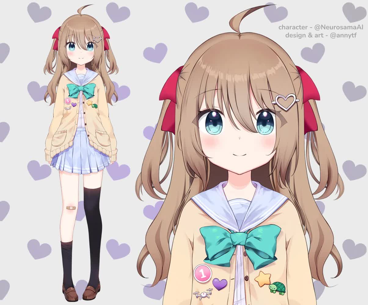 Neuro-sama V2 model character sheet designed by artist Anny
