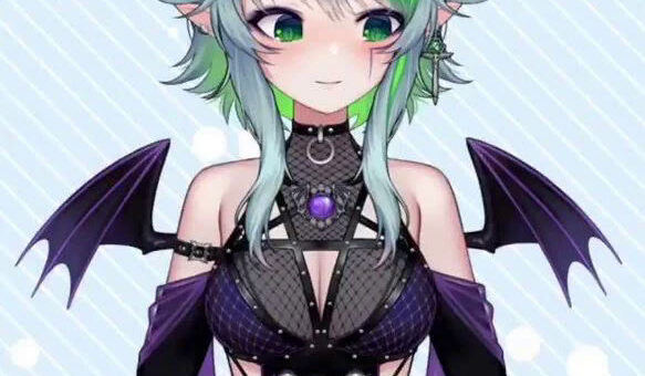 Apricot the Lich VTuber avatar, the undead skeleton girl also known as Froot, with her purple Terry pendant