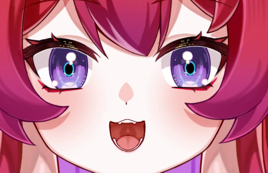 BerryCrepe VTuber octopus 2D model with red hair and purple eyes
