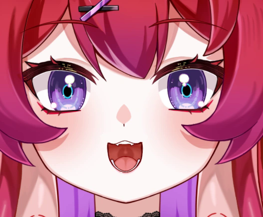 BerryCrepe VTuber octopus 2D model with red hair and purple eyes