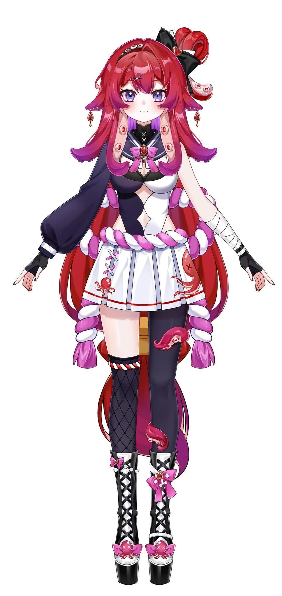 BerryCrepe VTuber full body octopus model key art