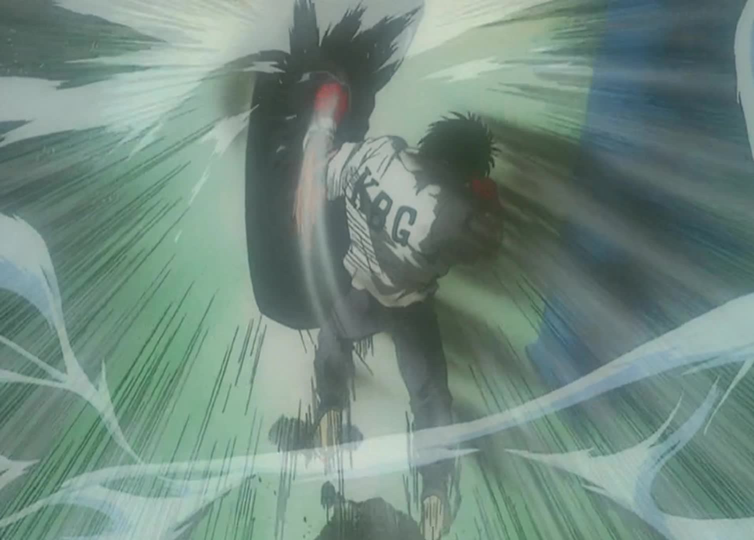 Ippo Makunouchi throwing a punch in the Hajime no Ippo boxing anime