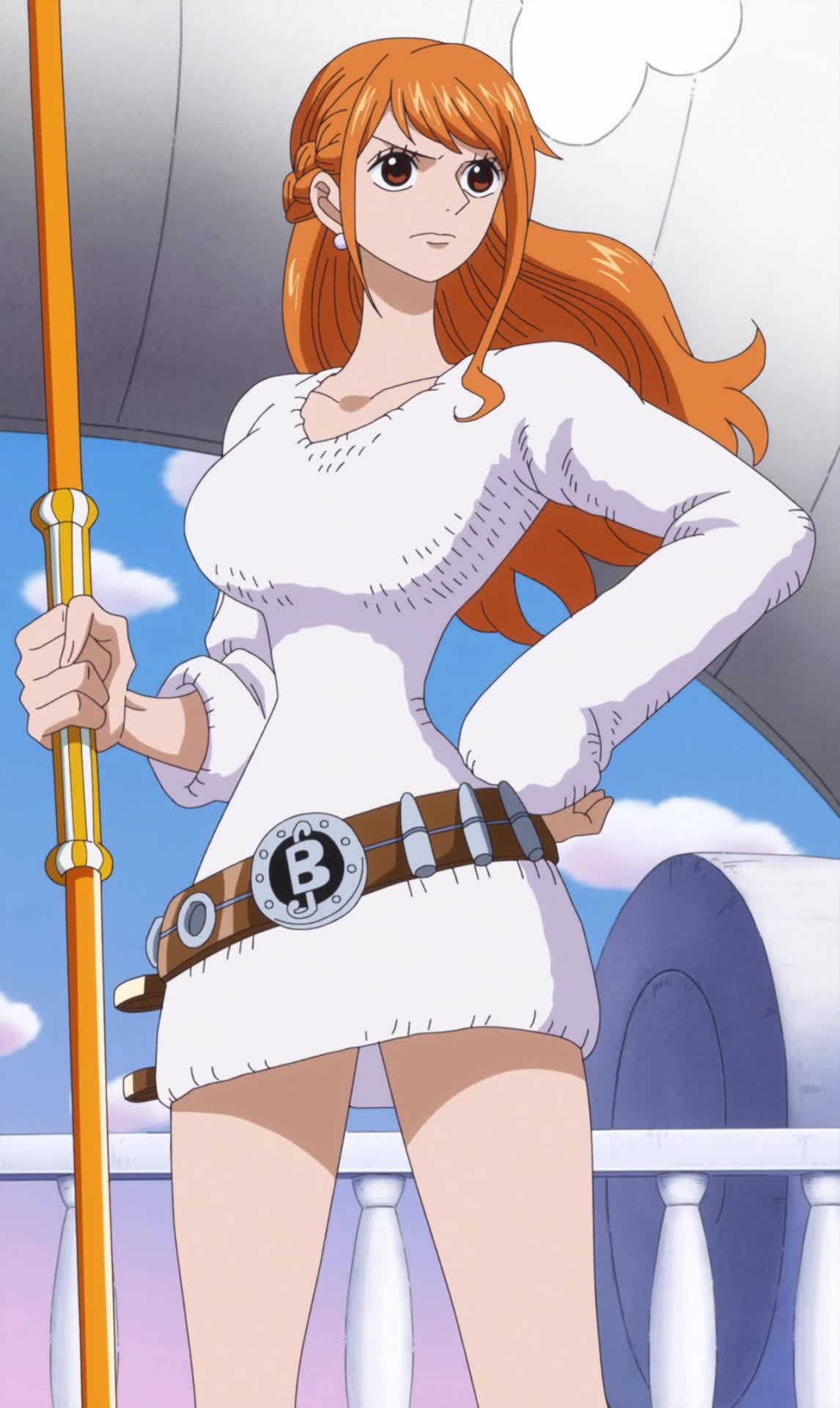Nami from One Piece, one of the famous female anime characters from the shonen giants