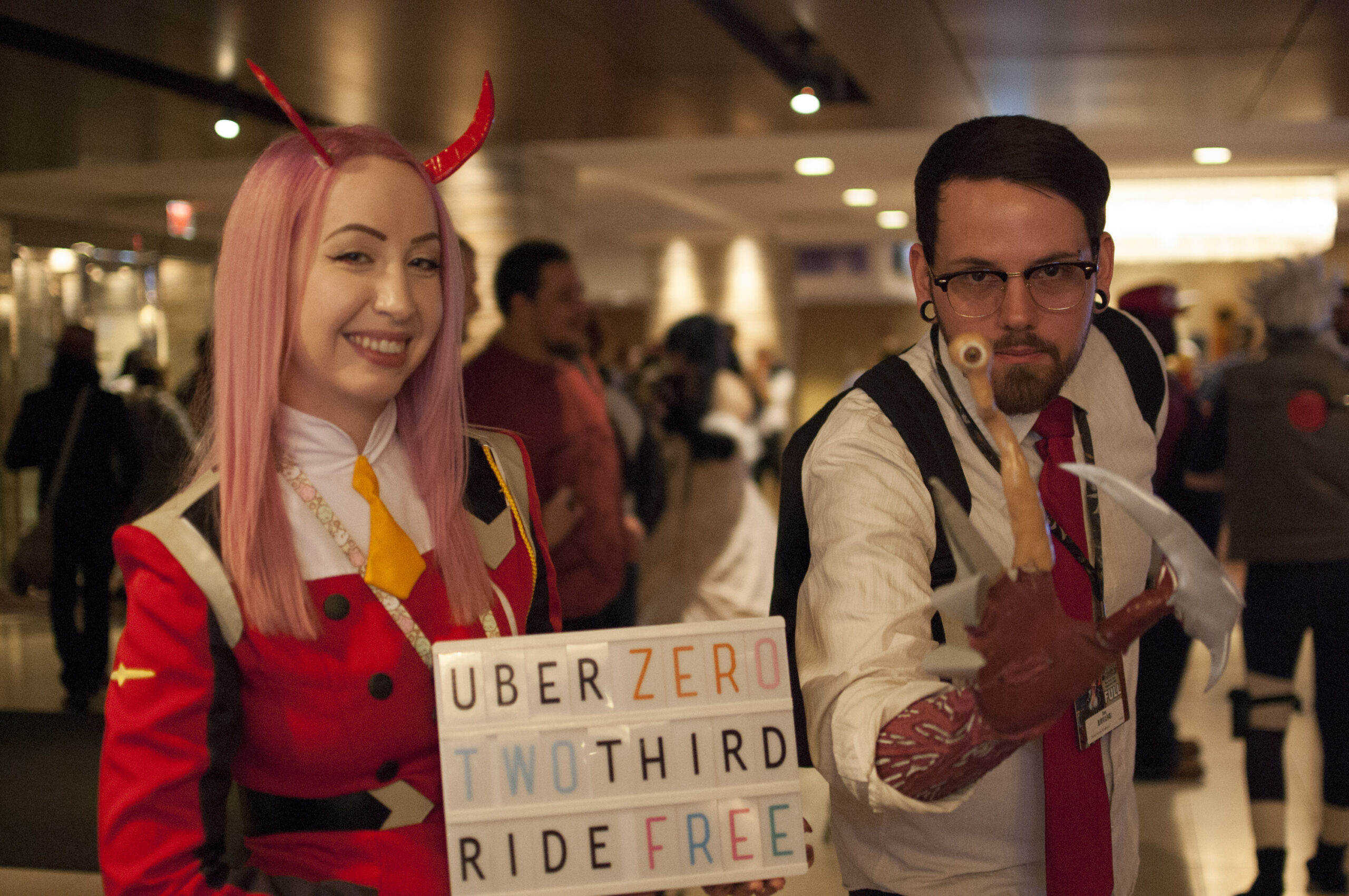 Zero Two cosplay from Darling in the Franxx modern mecha anime