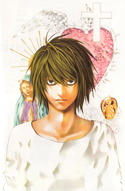 L the masked detective from Death Note drawn by Takeshi Obata