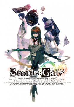 Steins;Gate cover art with Rintaro Okabe and the lab members
