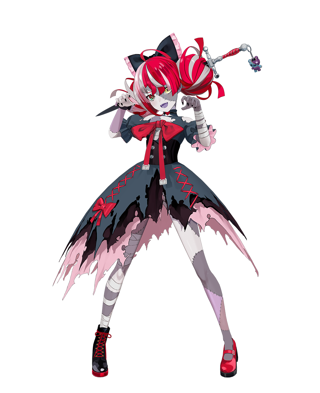 Kureiji Ollie official Hololive art of the stitched-limb zombie VTuber idol