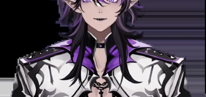 Bubi VTuber archdemon model with three eyes in his humanoid form, the demon familiar of Ironmouse