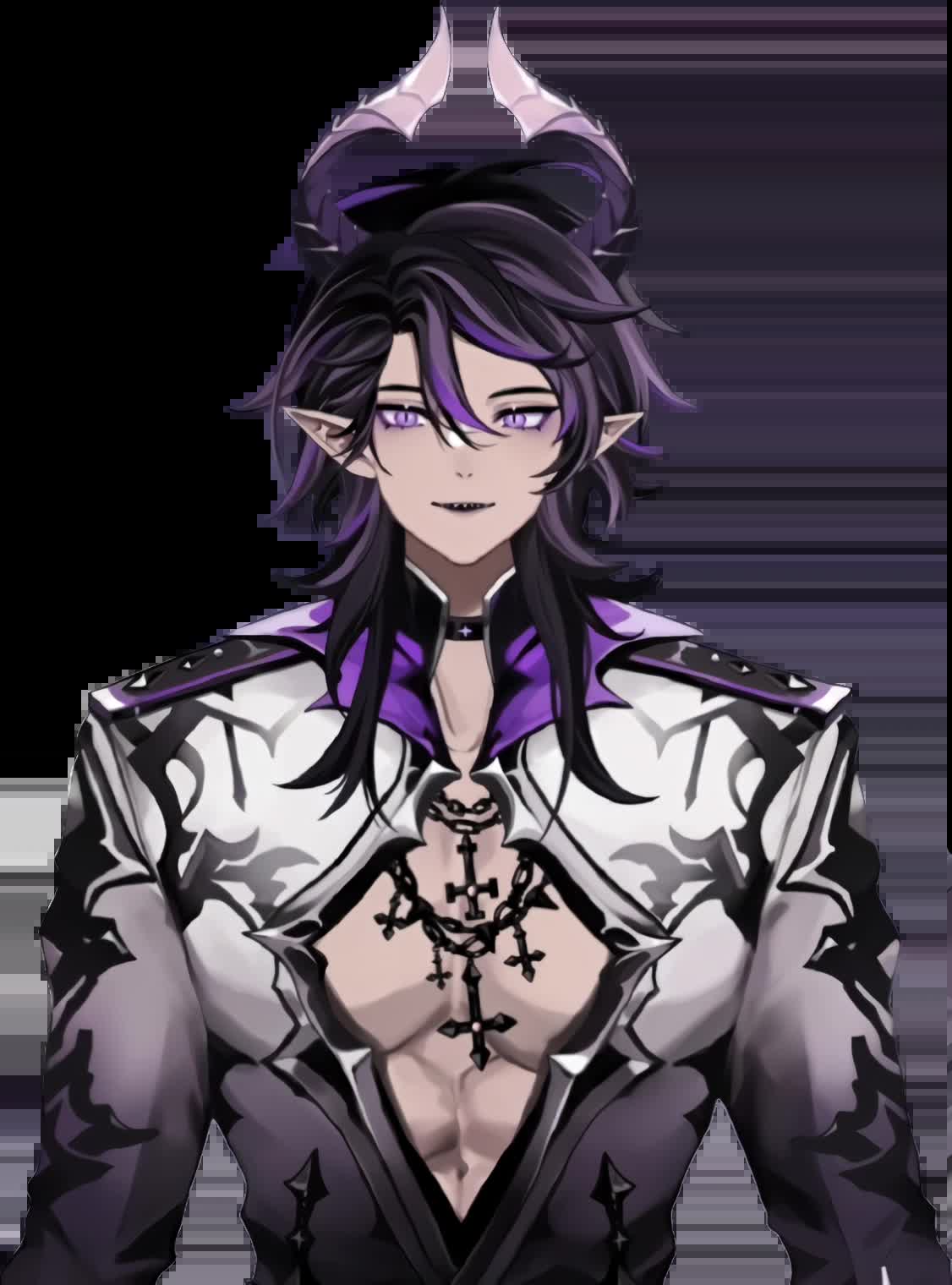 Bubi VTuber archdemon model with three eyes in his humanoid form, the demon familiar of Ironmouse