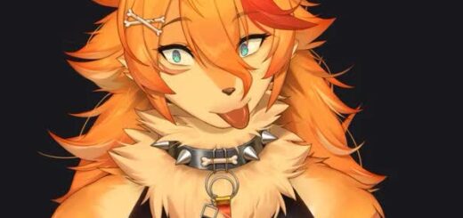 Buffpup VTuber werewolf Live2D model with fluffy ears and a big expressive grin