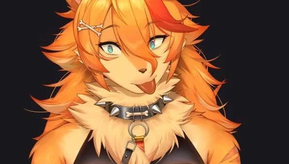 Buffpup VTuber werewolf Live2D model with fluffy ears and a big expressive grin
