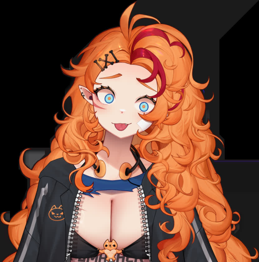 Buffpup 2025 Wild debut werewolf model with long curly orange hair and blue eyes