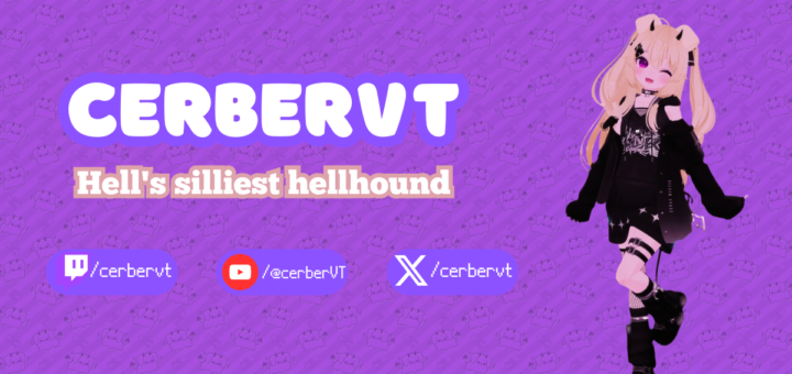 Cerber VTuber hellhound official model with blonde twintails and purple bone motifs