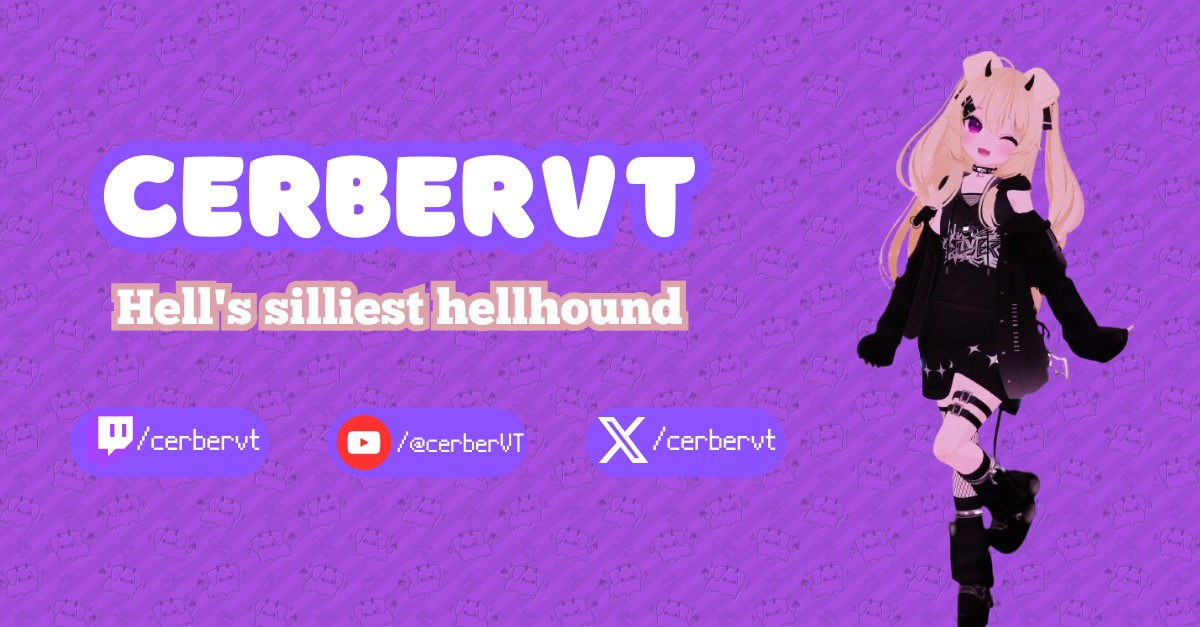Cerber VTuber hellhound official model with blonde twintails and purple bone motifs