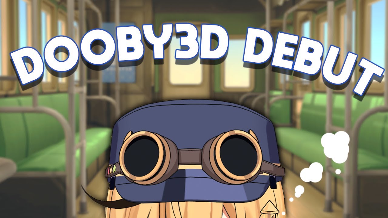 Dooby VTuber debut stream screenshot with her 3D jerboa conductor model live on YouTube October 2024