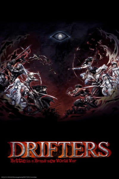 Drifters anime official key visual with both the Drifters and the Ends factions