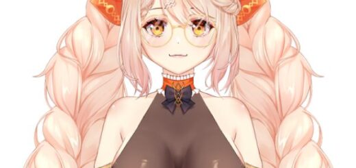 Ebiko VTuber shrimp cat 2D model with fluffy shrimp tail and gold eyes
