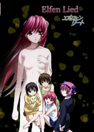 Elfen Lied supporting cast including Lucy, Kohta, Yuka, Nyu and Mayu