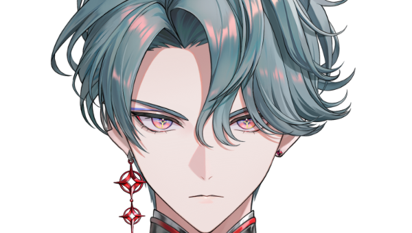 Freodore official Nijisanji EN 2D model art with turquoise hair and sunset eyes