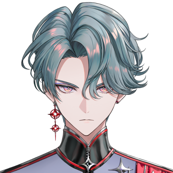 Freodore official Nijisanji EN 2D model art with turquoise hair and sunset eyes