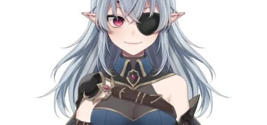 Geega VTuber Live2D model with silver hair and eyepatch
