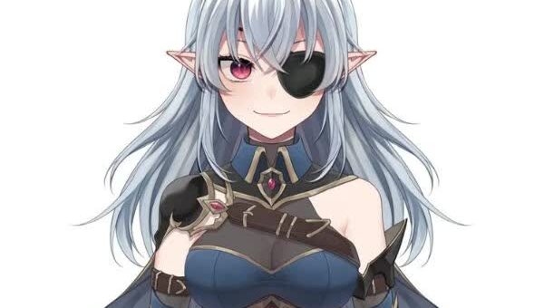 Geega VTuber Live2D model with silver hair and eyepatch