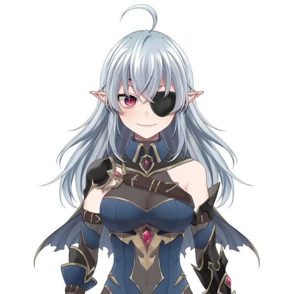 Geega VTuber Live2D model with silver hair and eyepatch