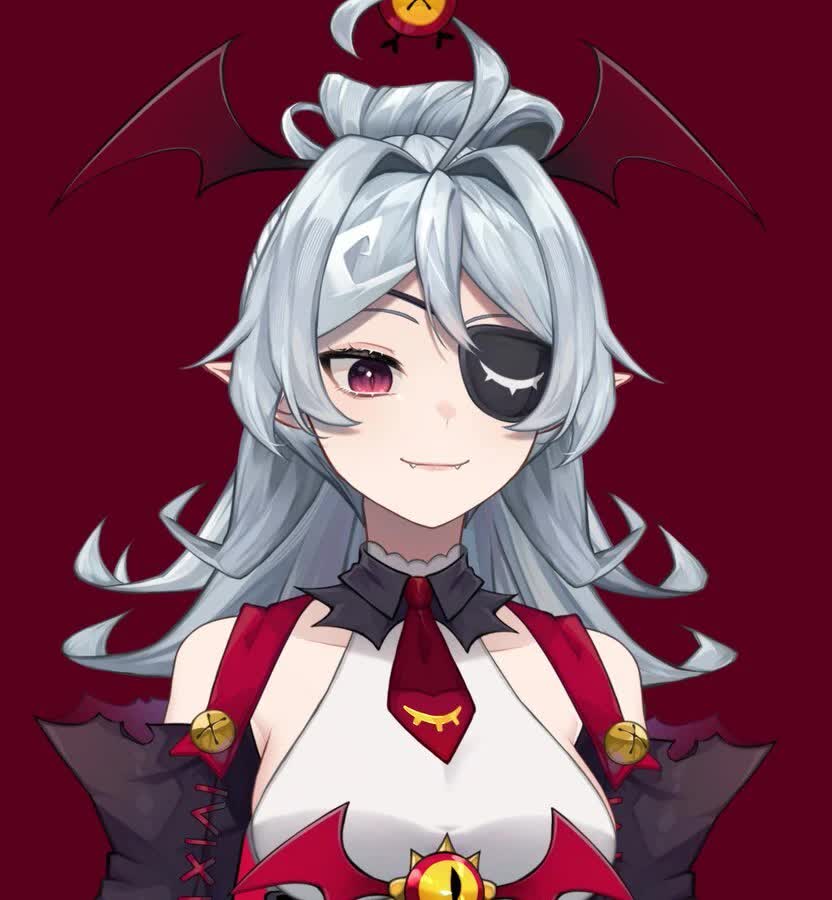 Geega VTuber eyepatch design closeup from her model