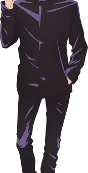 Satoru Gojo full body anime design with blindfold and Jujutsu High uniform