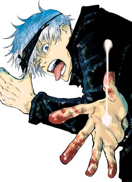 Satoru Gojo manga art bloodied during the Toji Fushiguro fight