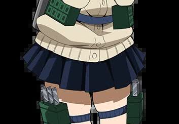 Himiko Toga smiling with fangs and blonde buns in her My Hero Academia villain outfit
