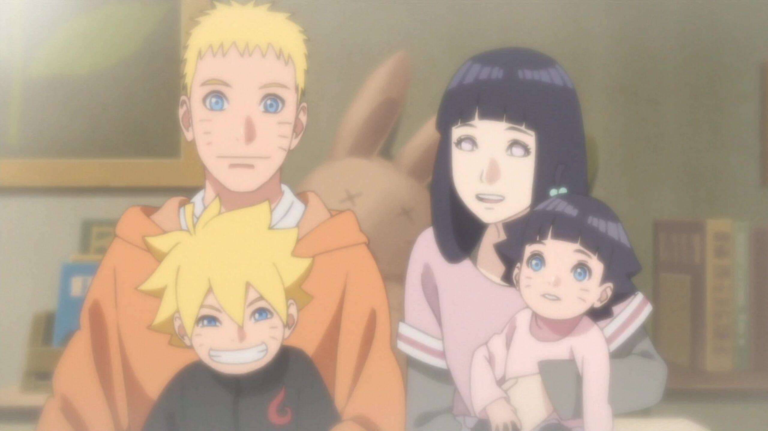 Hinata and Naruto as a married couple with their children Boruto and Himawari