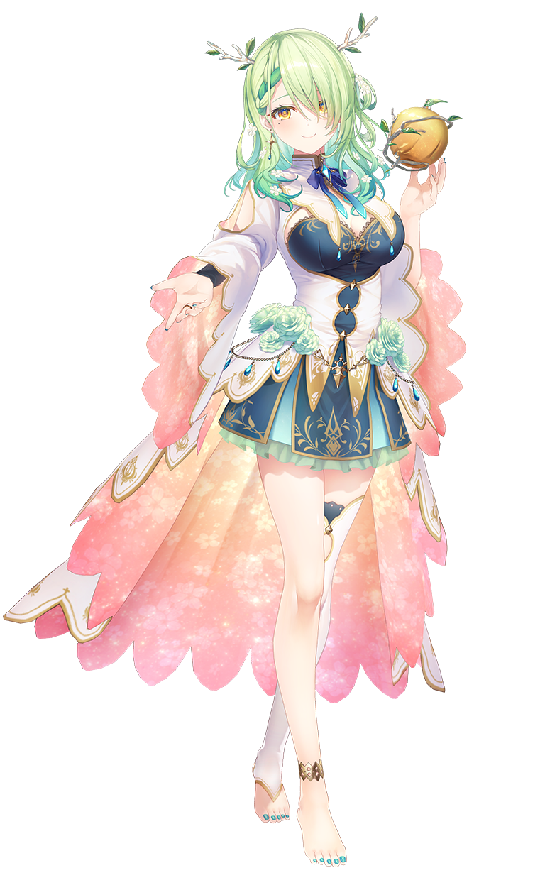 Ceres Fauna Hololive Council VTuber model, the Keeper of Nature kirin with green hair and flowers