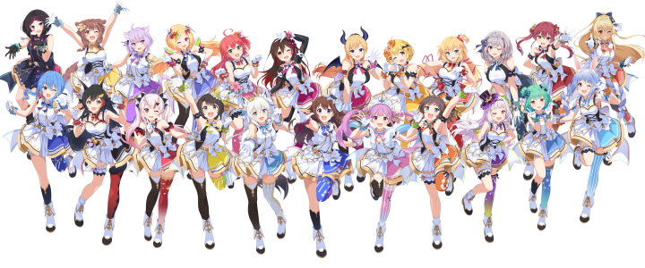 Hololive generations group idol key visual featuring JP and EN talents together