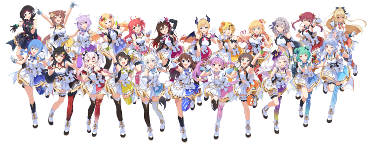 Hololive generations group idol key visual featuring JP and EN talents together