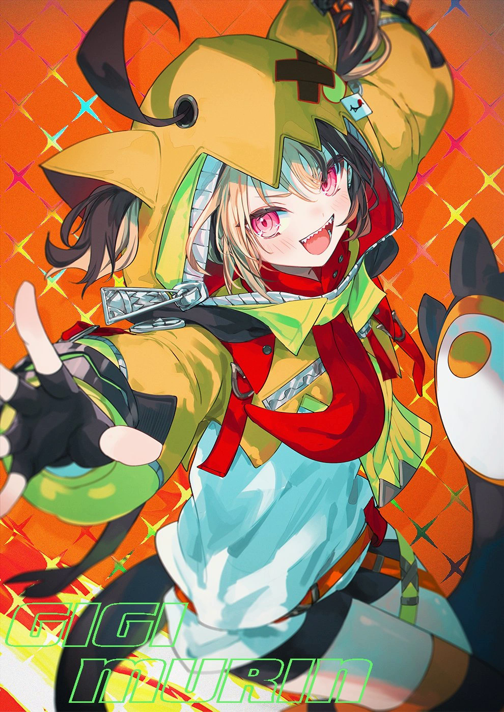 Gigi Murin official Hololive Justice character art, the chaotic gremlin member whose fans are called Gremurins