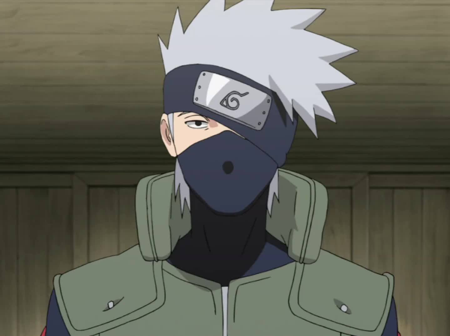Kakashi Hatake from Naruto with his mask and forehead protector, a legendary handsome anime guy from the classics