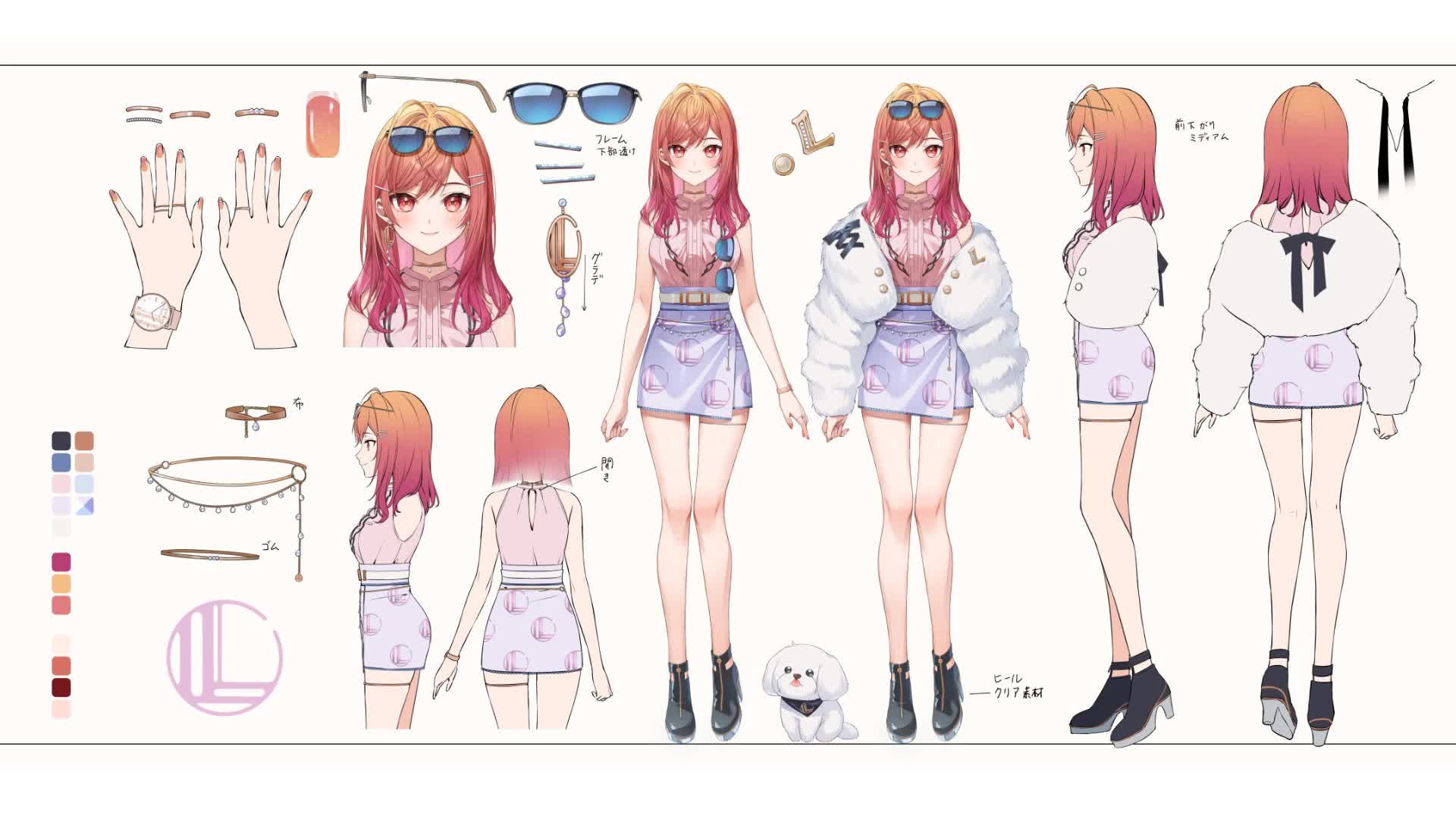 Ichijou Ririka confident CEO pose concept art with night-city fan mark hololive
