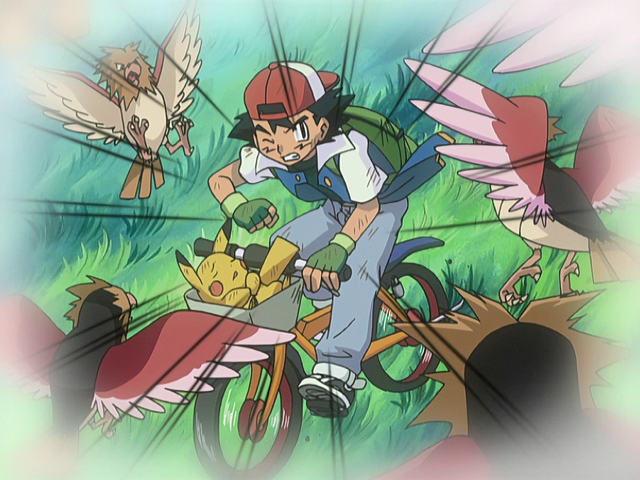 Pokemon anime screenshot showing the big-eyed expressive art style