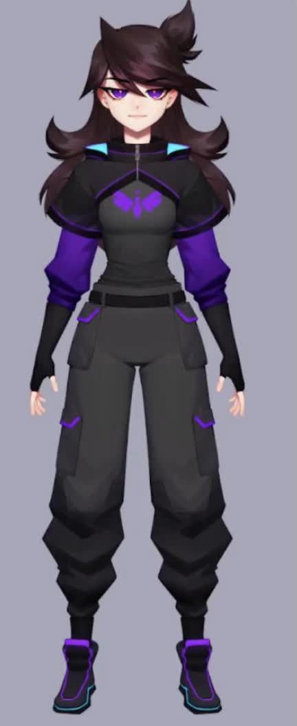 Jaiden Animations VTuber Live2D model with side ponytail and purple eyes